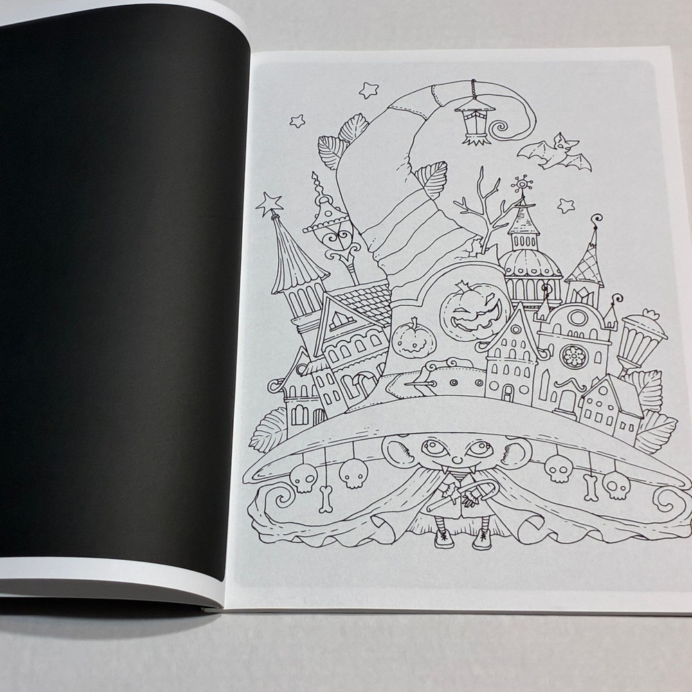 Nice Little Town Halloween Adult Coloring Book Tatiana Bogema Whimsical Spooky - Picture 4 of 11
